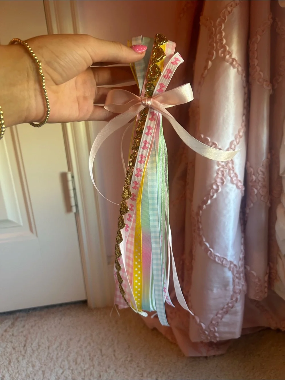 Pastel Ribbon Tassel Key/Bag Charm - Pink Multicolor